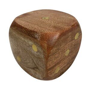 Jumbo Wooden Dice Decor Brass Inlays Handcrafted In India Decor Paperweight NWOT